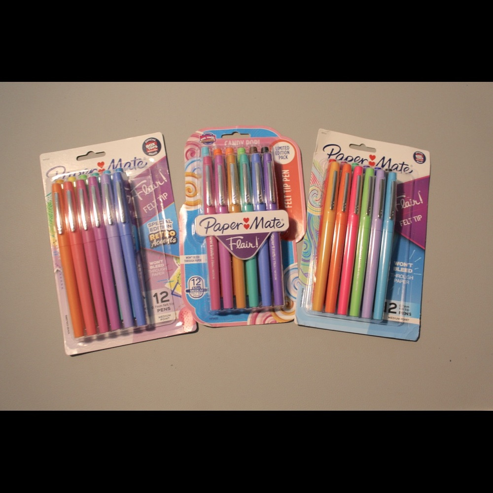 (3) papermate flair pens 12ct packs